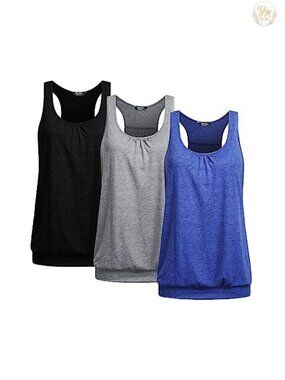 Beyove Plus Size Sleeveless Racerback Tank Tops 3-Pack Yoga Workout Gym